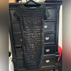 Adrianna Pappel size 10 black dress with lace pattern